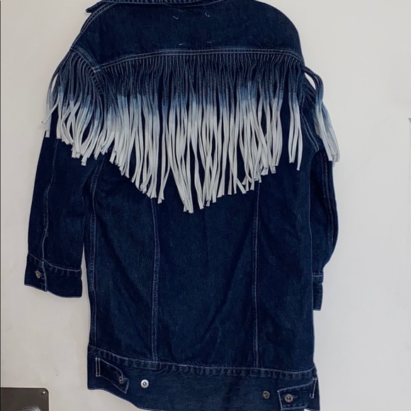 NWT LEVIS OVERSIZED FRINGE OMBRÉ DENIM JACKET S M - Picture 7 of 8